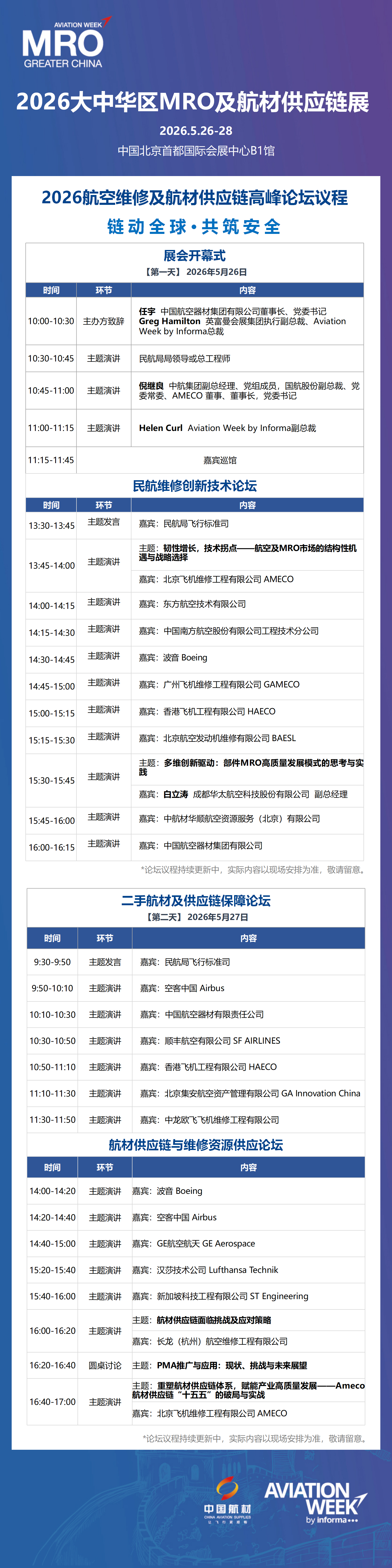 2026航空维修及航材供应链高峰论坛